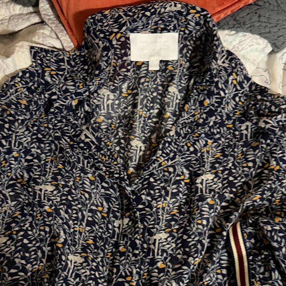 Navy Floral Women's Shirt Jacket